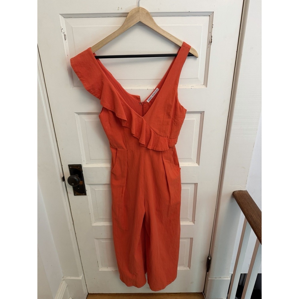 Saints + Secrets Women's Orange Sleeveless Romper Wide‎ Leg Pockets Size Small